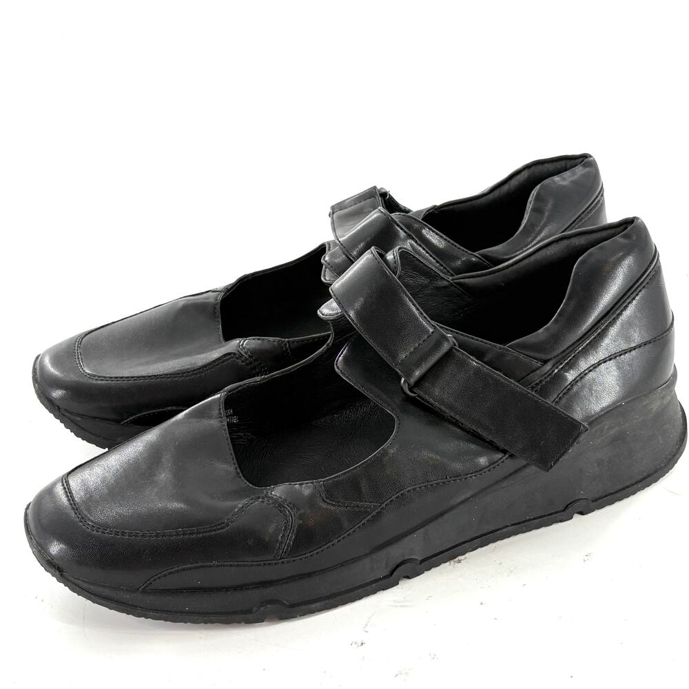 Jeffrey Campbell Kicks Wedge Sneakers 11 Black NWOT Mary Jane Leather Preppy - Picture 7 of 10